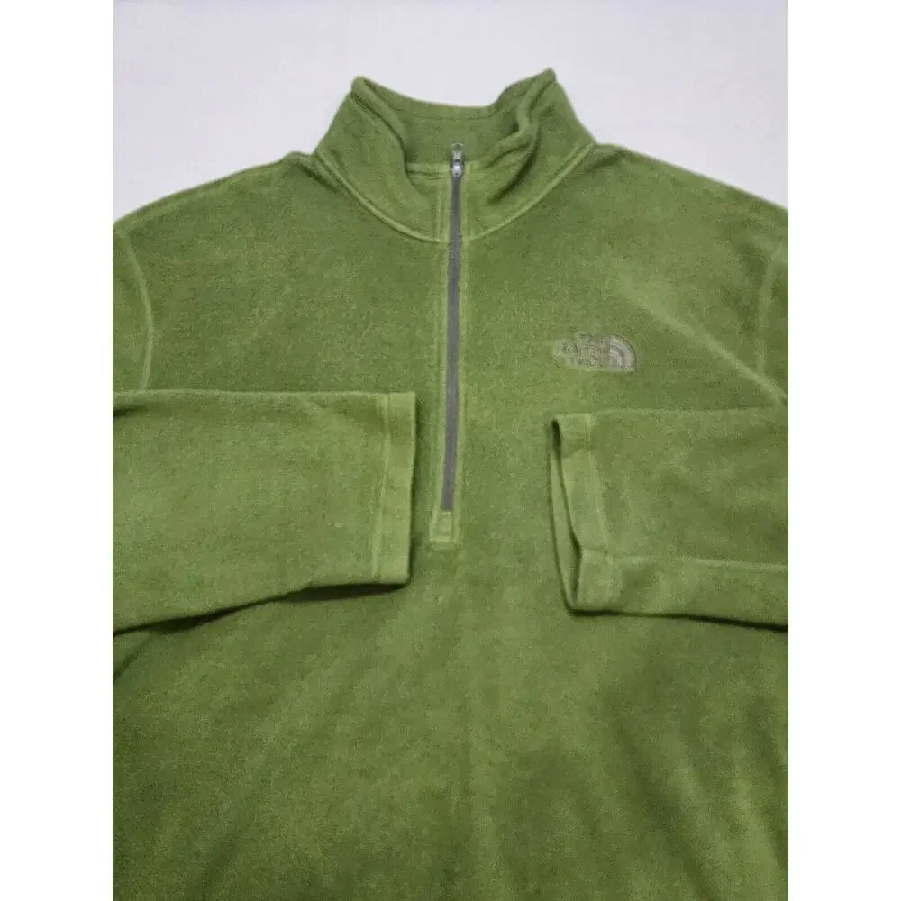 The North‎ Face Jacket Mens Green Quarter Zip Pullover Fleece Outdoor Sz L